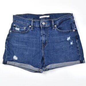 Levi's Mid Length Cuffed Denim Shorts Distressed 30